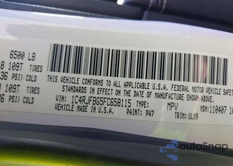 2015 Jeep Grand Cherokee Limited z USA, uszkodzony, nr VIN 1C4RJFBG5FC658115